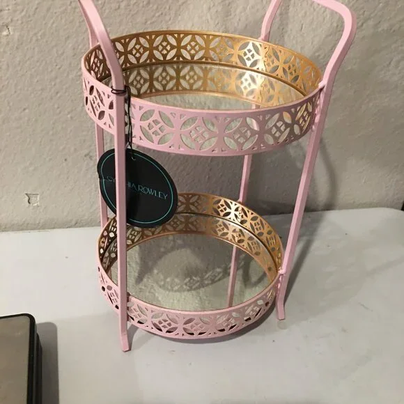 Cynthia Rowley Pink Organizer Shelf = Mirror Glass 7x9  New - Picture 4 of 8